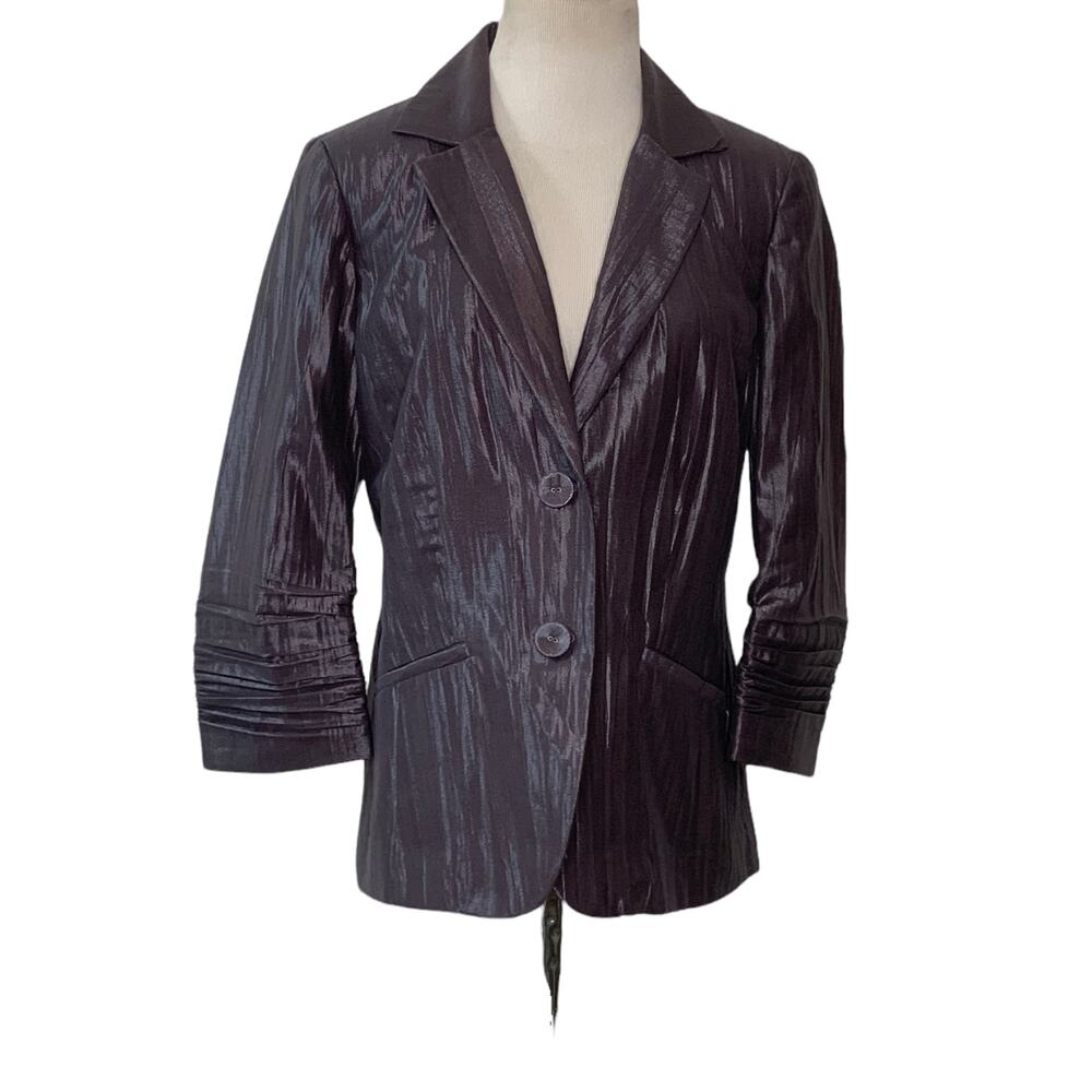 Chico's metallic brown two button cocktail blazer size 0- small